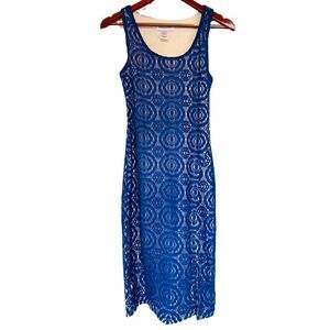 Blue Eyelet Sleeveless Bodycon Dress Size 2 US
